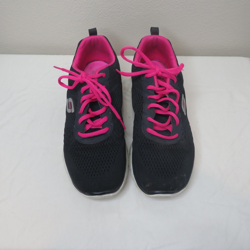 Skechers Skech-Knit Navy Pink Memory Foam Flex Sole Sneakers 12058 Womens 9